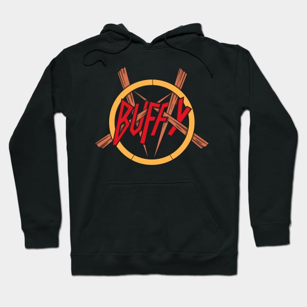 Vampire Slayer Heavy Metal Band Logo Parody Hoodie by BoggsNicolas